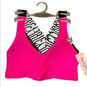 NWT•Juicy Couture Black/Pink wide strap sports bras 2pk set